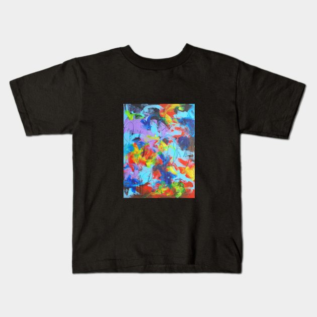 red and blue brush strokes Kids T-Shirt by Aasiriartstudio